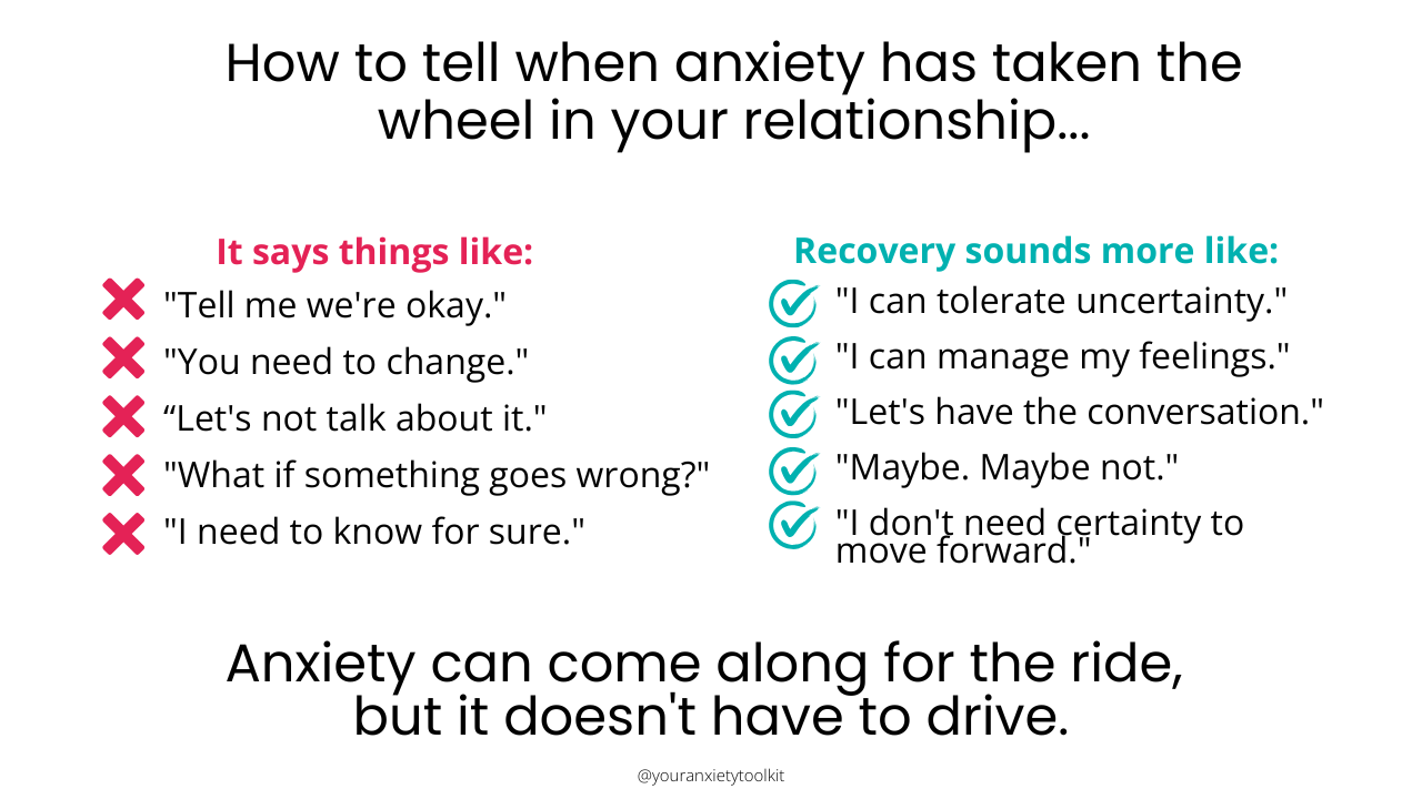 How to tell when anxiety has taken the wheel in your relationship...